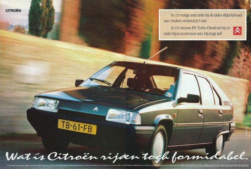 Nederlandse advertentie voor de BX TRD Turbo